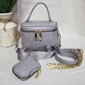 Betsey Johnson Grey Skull Vanity Crossbody Bag